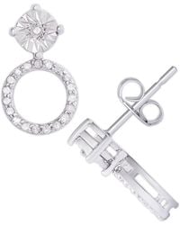 Macy's - Diamond 1/5 Ct. T.w. Round Drop Miracle Plate Stud Earrings - Lyst