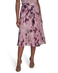 Calvin Klein - Printed Chiffon Midi Skirt - Lyst