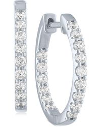 Forever Grown Diamonds Lab-created Diamond In & Out Hoop Earrings (3/4 Ct. T.w.) In Sterling Silver - White