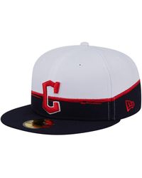 KTZ - Navy/white Cleveland Guardians Paint Stroke 59fiftyâ Fitted Hat - Lyst