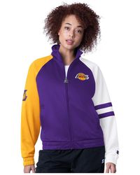 Starter - Los Angeles Lakers Line Up Dolman Raglan Full-zip Track Jacket - Lyst