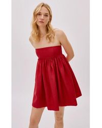 Labeca London - Mykonos Deep Red Linen Strapless Mini Dress - Lyst