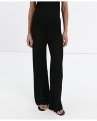 Mango - Pull-on Straight-leg Lace-accented Knit Pants - Lyst