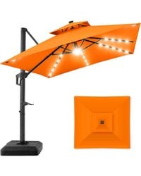 Best Choice Products - 10x10ft 2-tier Square Outdoor Solar Led Cantilever Patio Umbrella W/ Base Included - Lyst