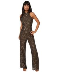 Bebe - Sequins Halter Jumpsuit - Lyst