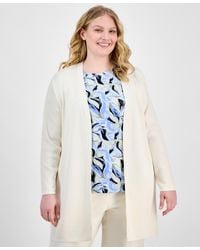 Anne Klein - Plus Size Open-front Long-sleeve Side-slit Cardigan - Lyst