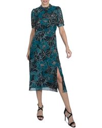 Julia Jordan - Julia Jordon Printed Mock-neck Short-sleeve Dress - Lyst