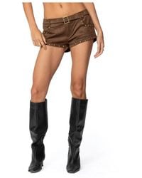 Edikted - Studded Faux Suede Micro Shorts - Lyst