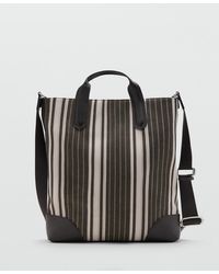 Mango - Striped Tote Bag - Lyst