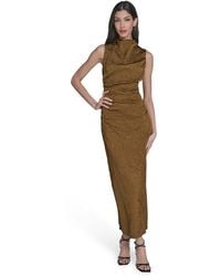 Vince Camuto - Novelty Knit High Cowl Neck Ruche Waist Bodycon Dress - Lyst