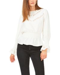 1.STATE - Long Sleeve Lace Inset Smocked Waist Top - Lyst