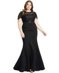 Mac Duggal - Plus Size Lace Illusion High Neck Cap Sleeve Gown - Lyst