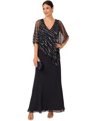 Adrianna Papell - V-neck Beaded Popover Gown - Lyst