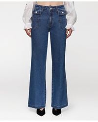 Avec Les Filles - Flare Leg Patch Pocket Denim Jeans - Lyst
