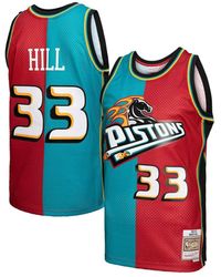 Mitchell & Ness Detroit Pistons Red/Black Grant Hill 1999-00 Hardwood  Classics Fadeaway Swingman Jersey