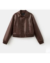 Mango - Croc-effect Bomber Jacket - Lyst