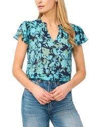 Cece - Short-sleeve Shirred V-neck Blouse - Lyst