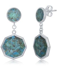 Simona - Sterling Silver Hexagon & Round Turquoise Earrings - Lyst