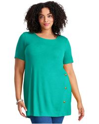 Avenue - Plus Size Button Detail Tunic Tee - Lyst
