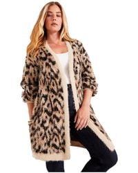 June + Vie - June + Vie June + Vie Leopard-print Eyelash Cardigan - Lyst