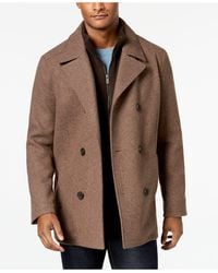 Lauren By Ralph Lauren Labrada Double Breasted Wool Blend Peacoat In Camel Natural For Men Lyst