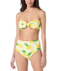 Kate Spade - Printed Tie Front Bandeau Bikini Top High Waist Bottoms - Lyst