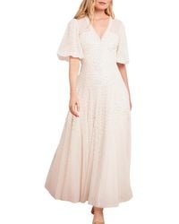 Needle & Thread - Scallop Sequin V-neck Ankle Gown - Lyst