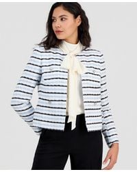 Anne Klein - Tweed Open-front Cropped Jacket - Lyst