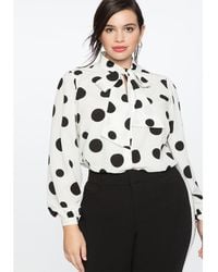 Eloquii - Plus Size Printed Tie Neck Blouse - Lyst