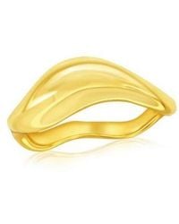Simona - Sterling Silver Plated High Polished Puffed Wavy Ring - Lyst