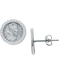 Giani Bernini - Cubic Zirconia Coin Stud Earrings In Sterling Silver, Created For Macy's - Lyst