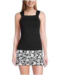 Lands' End - Chlorine Resistant Cap Sleeve High Neck Tankini Swimsuit Top - Lyst