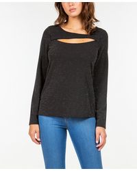 Fever - Lurex Knit Long Sleeve Cut Out Top - Lyst
