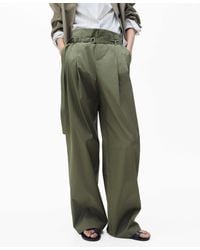 Mango - Belted Wide Leg Cotton Pants - Lyst