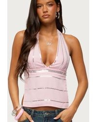 Edikted - Roey Sequin Backless Halter Top - Lyst