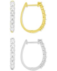 Macy's - 2-pc. Set Diamond Oval Hoop Earrings (1/6 Ct. T.w. - Lyst