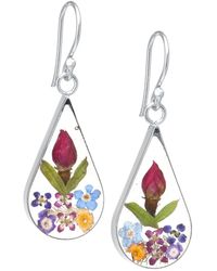 Giani Bernini Medium Teardrop Dried Flower Earrings In Sterling Silver. Available In Multi, Blue, Yellow Or Purple - Multicolor