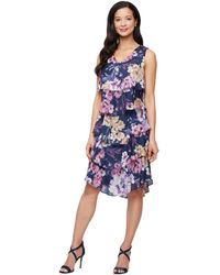 Sl Fashions - Sleeveless Chiffon A-line Dress - Lyst