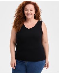 Style & Co. - Plus Size Solid-color Scalloped V-neck Tank Top - Lyst