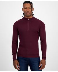 INC International Concepts - Regular-fit Ribbed-knit 1/4-zip Mock Neck Sweater - Lyst