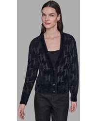 Karl Lagerfeld - Logo Embellished V-neck Sweater - Lyst