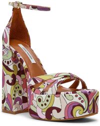 Steve Madden - Retro Strappy Block Heel Platform Dress Sandals - Lyst
