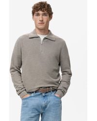 Mango - Zipper Collar Microstructure Sweater - Lyst