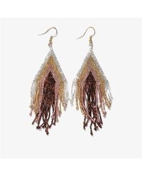 INK+ALLOY - Ink+alloy Haley Stacked Triangle Beaded Fringe Earrings Mixed Metallic - Lyst