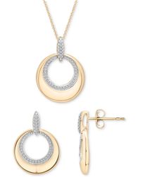 Macy's - 2-pc. Set Diamond Circle Pendant Necklace & Matching Drop Earrings (1/5 Ct. T.w. - Lyst