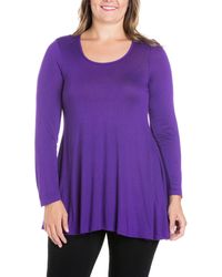24seven Comfort Apparel - Plus Size Poised Swing Tunic Top - Lyst