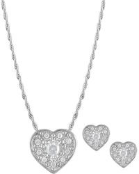 Macy's - 2-pc. Set Diamond Heart Pendant Necklace & Matching Stud Earrings (3/8 Ct. T.w. - Lyst