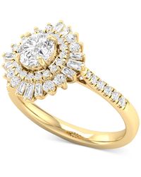 Macy's - Diamond Round Double Halo Engagement Ring (1-1/2 Ct. T.w. - Lyst