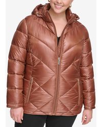 Calvin Klein - Plus Size Shine Hooded Packable Puffer Coat - Lyst