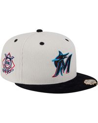 KTZ - Cream/black Miami Marlins Two-tone Corduroy 59fifty Fitted Hat - Lyst